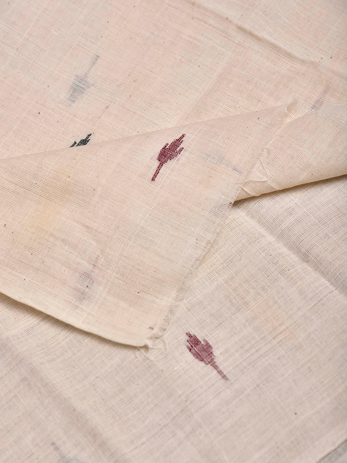 White Khadi Cotton Handloom Blouse with Jamdani Buta Design Length 1mt Width 44 Inches BL0198