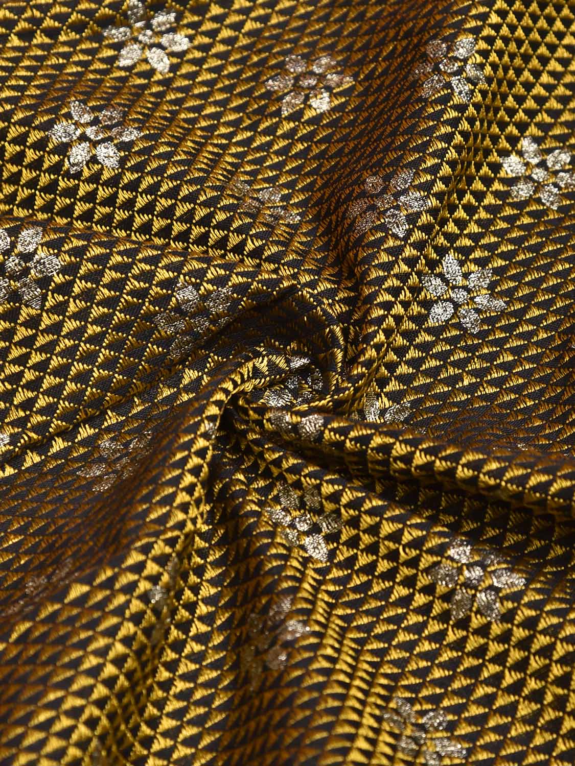 Yellow and Dark Red Jacquard Viscose Blouse with Floral Print Design Length 1mt Width 31 Inches BL0199