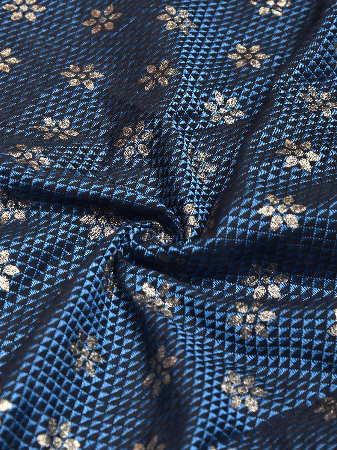 Blue and Green Jacquard Viscose Blouse with Floral Print Design Length 1mt Width 31 Inches BL0200