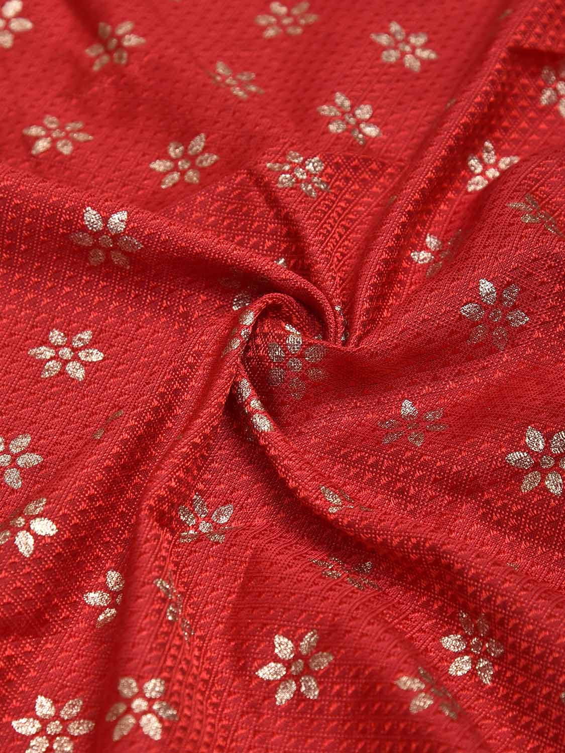 Red Jacquard Viscose Blouse with Floral Print Design Length 1mt Width 31 Inches BL0202