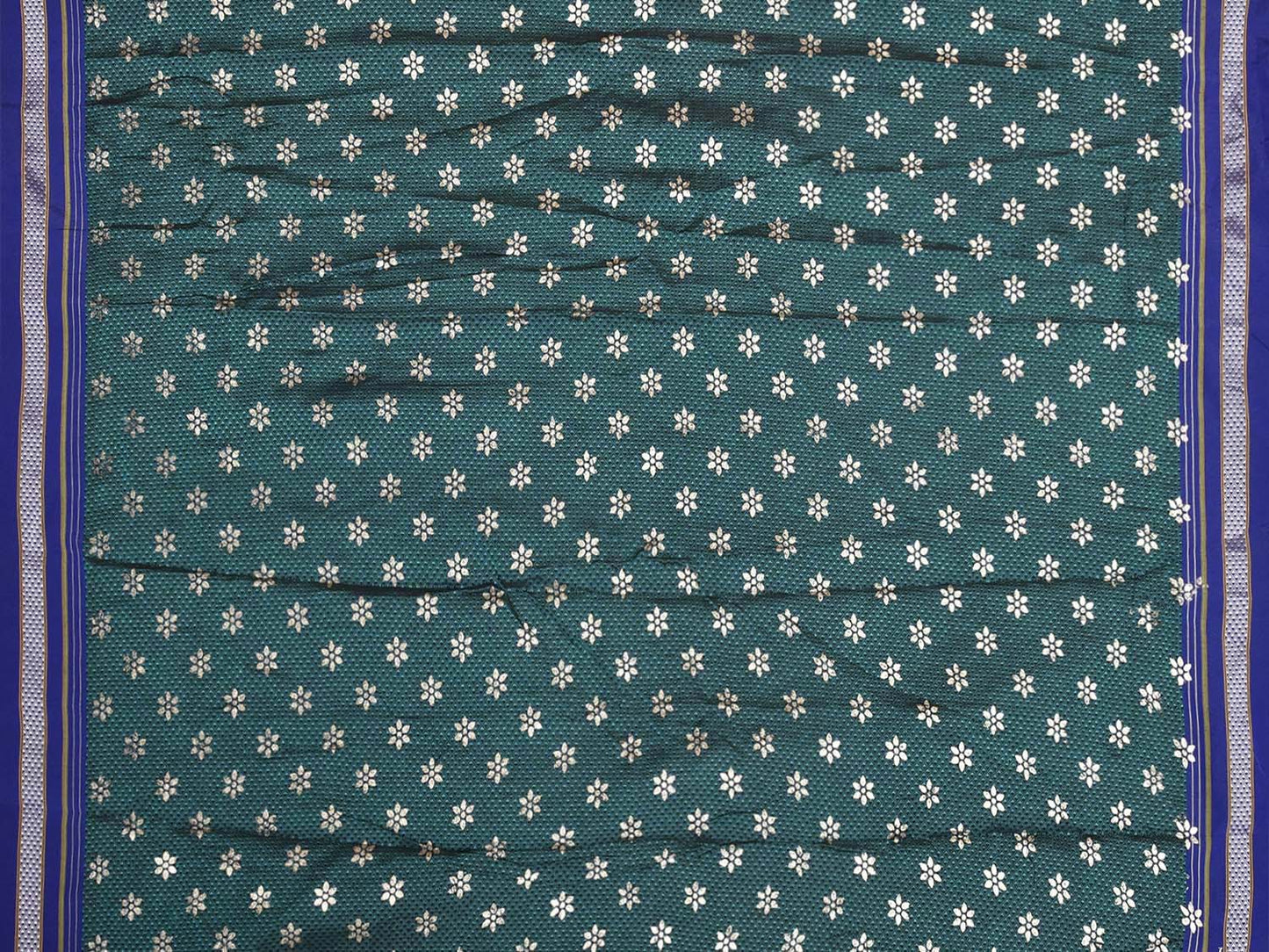 Teal and Blue Jacquard Viscose Blouse with Floral Print Design Length 1mt Width 31 Inches BL0203