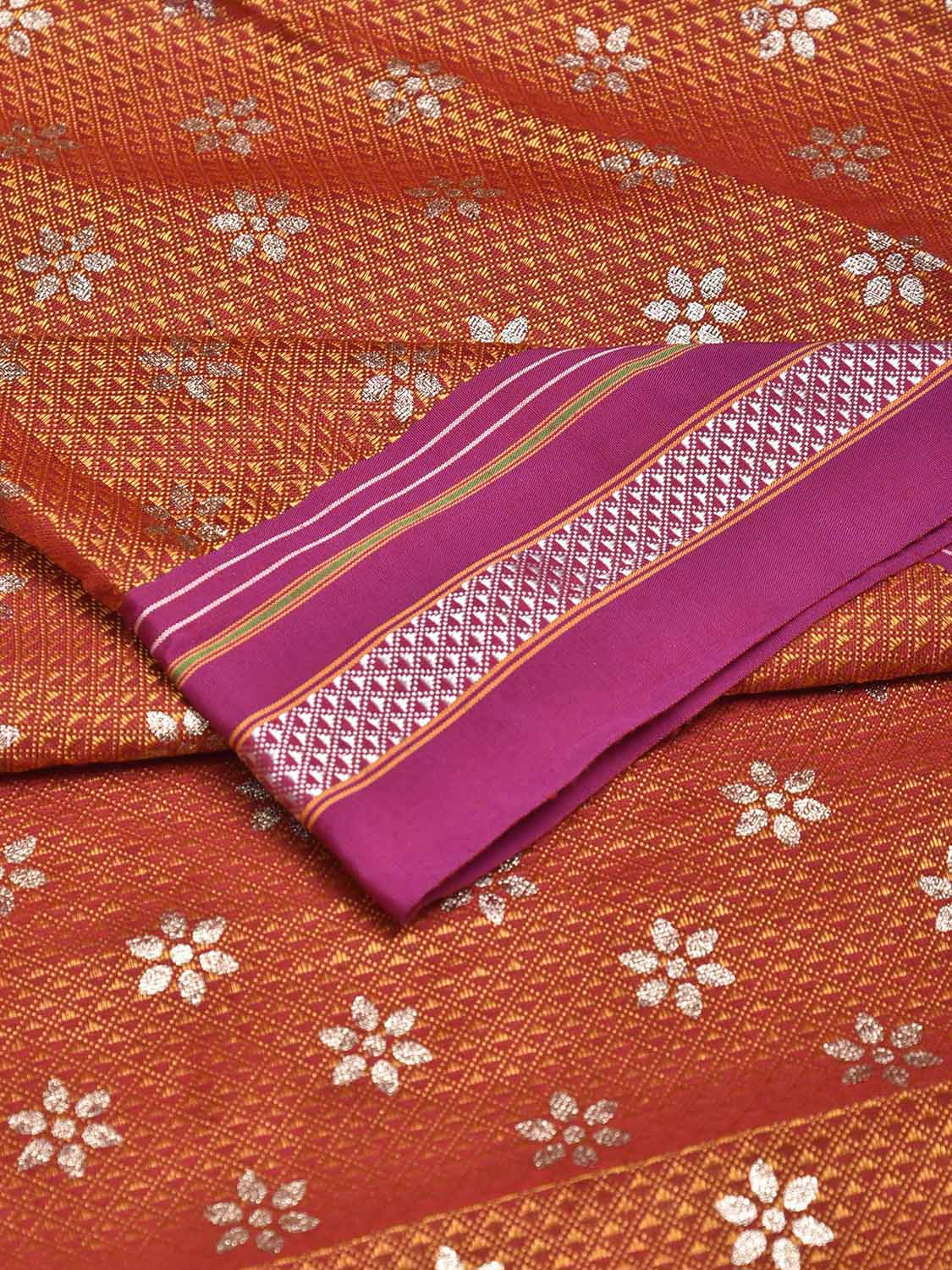 Orange and Pink Jacquard Viscose Blouse with Floral Print Design Length 1mt Width 31 Inches BL0204