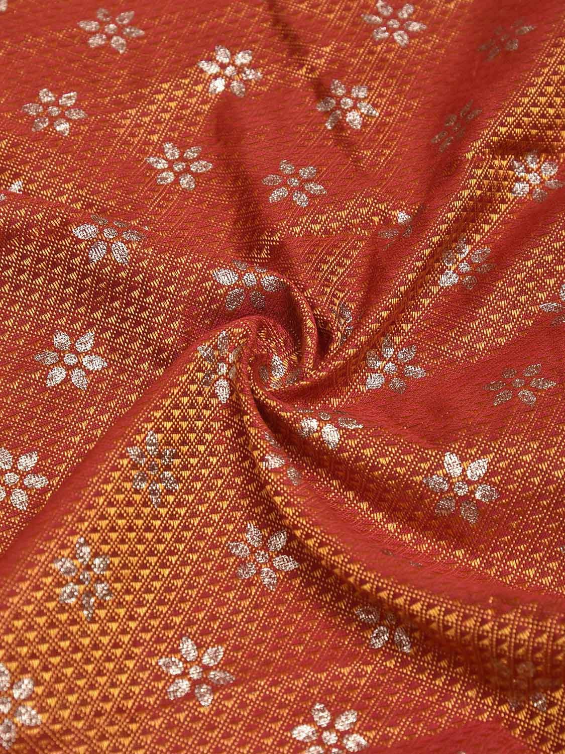 Orange and Pink Jacquard Viscose Blouse with Floral Print Design Length 1mt Width 31 Inches BL0204