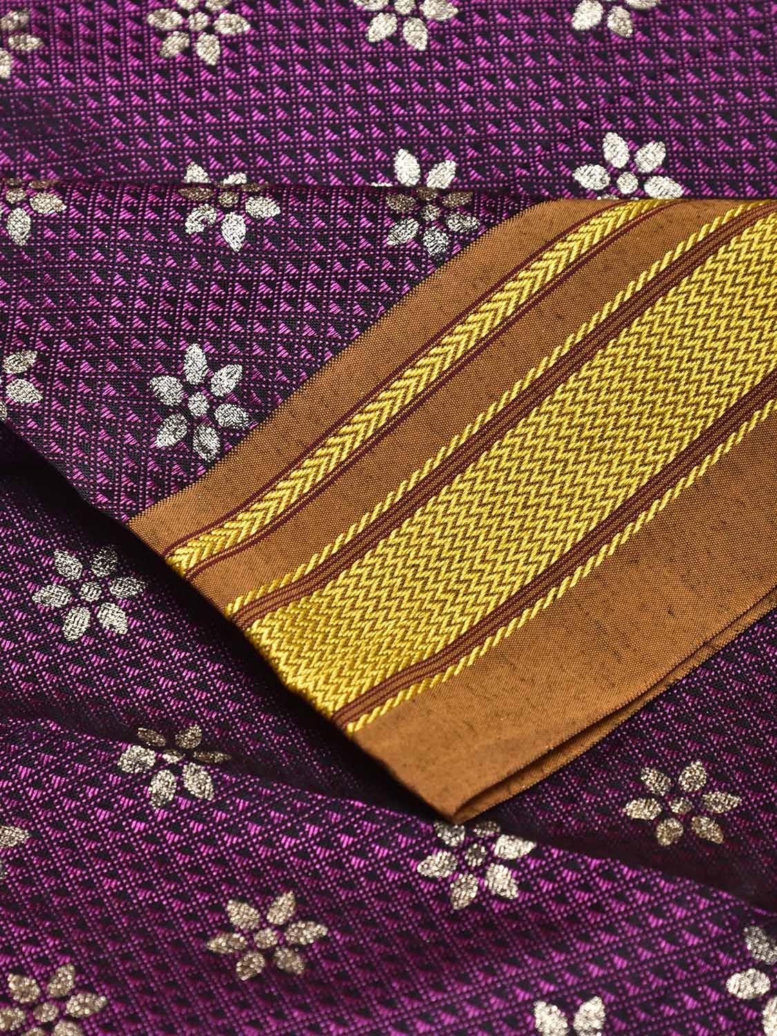 Pink and Mustard Jacquard Viscose Blouse with Floral Print Design Length 1mt Width 31 Inches BL0206