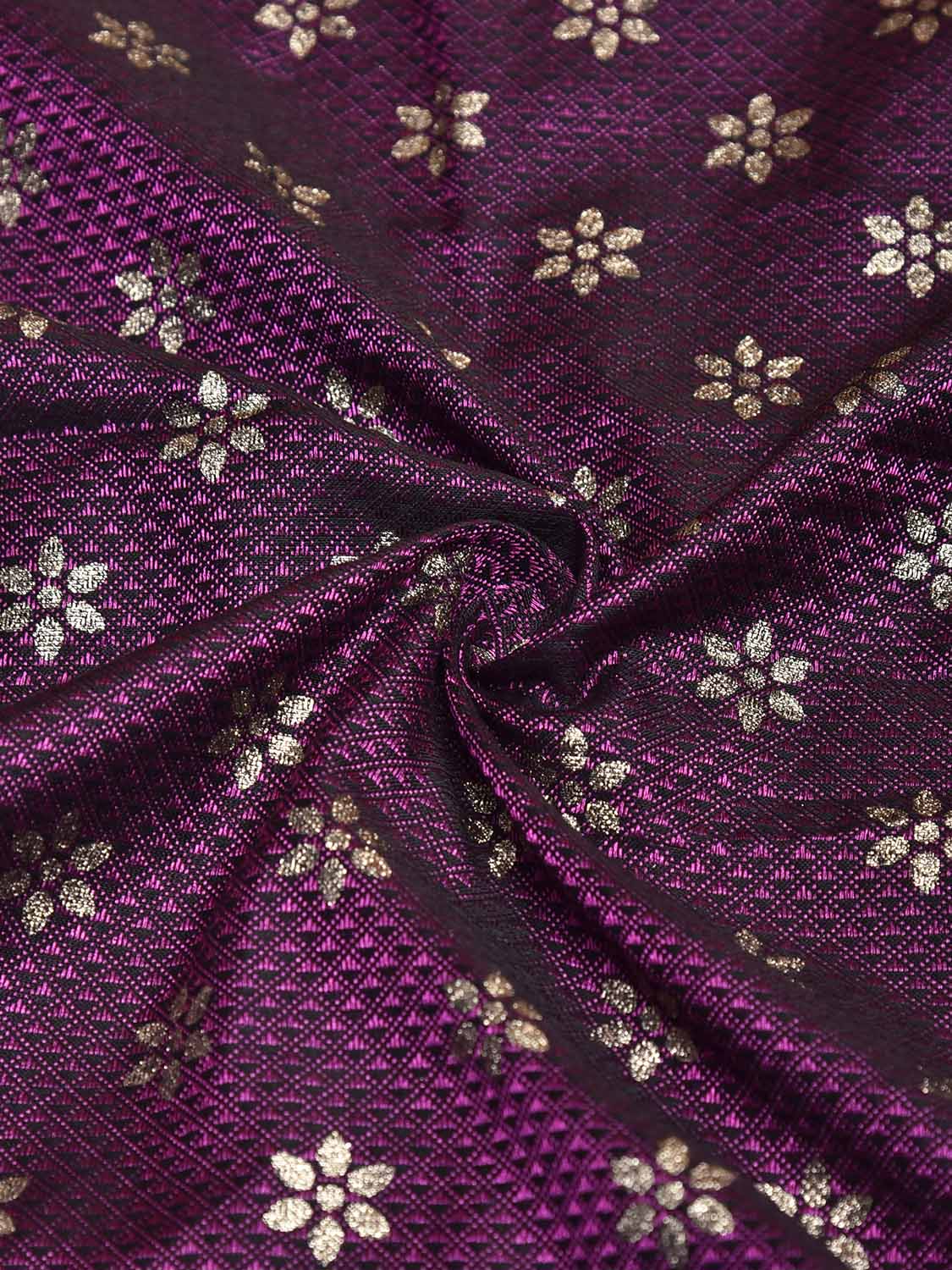 Pink and Mustard Jacquard Viscose Blouse with Floral Print Design Length 1mt Width 31 Inches BL0206