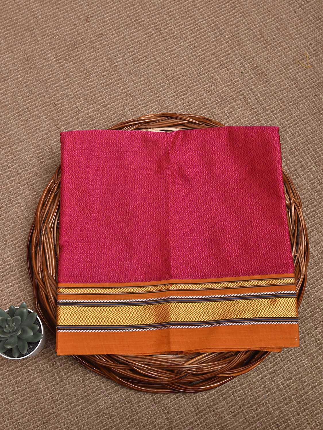 Pink and Orange Jacquard Viscose Blouse with Contrast Border Design Length 1mt Width 31 Inches BL0213