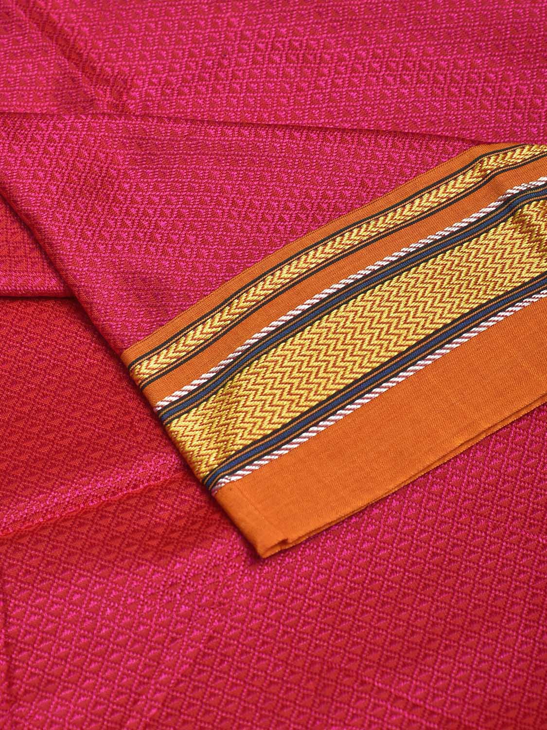 Pink and Orange Jacquard Viscose Blouse with Contrast Border Design Length 1mt Width 31 Inches BL0213