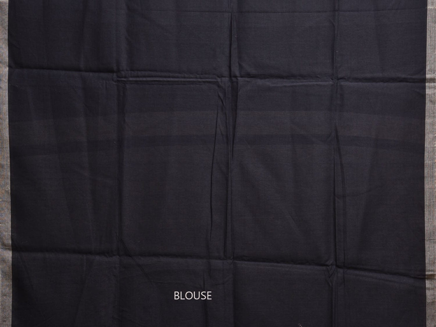 Black and Grey Cotton Plain Saree with Small Border and Contrast Pallu Design o0673