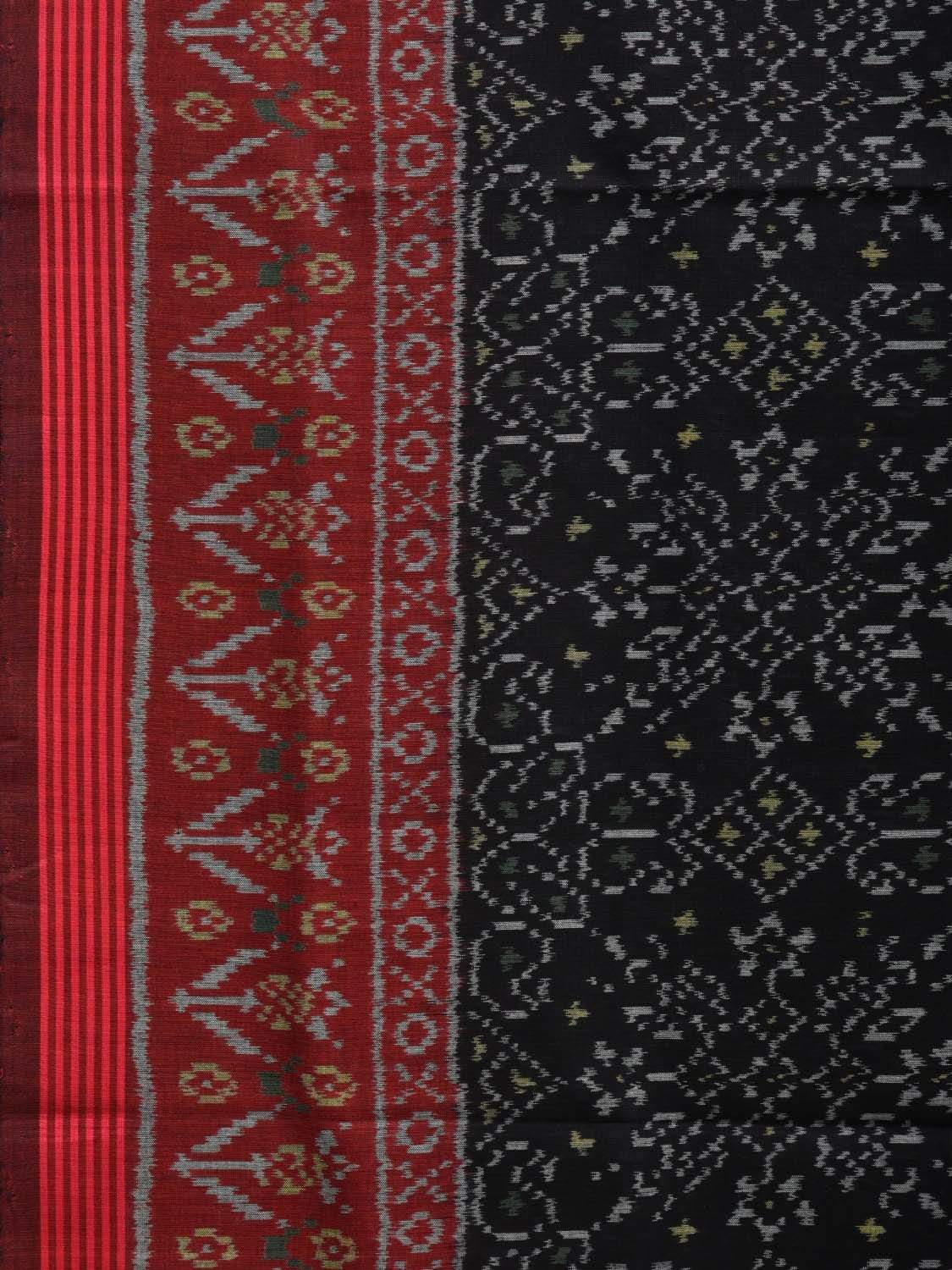 Black and Maroon Pochampally Ikat Cotton Handloom Saree with Border Design i0626