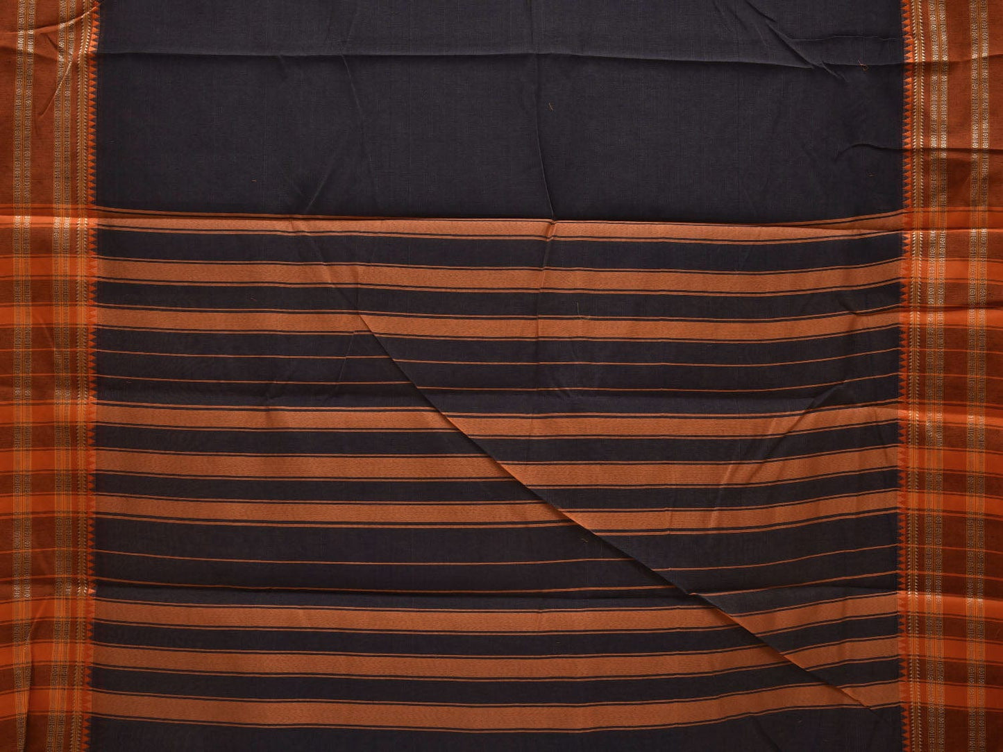 Black and Mustard Bamboo Cotton Plain Saree with Border Design bc0074