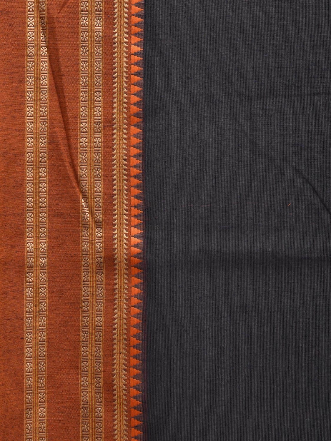 Black and Mustard Bamboo Cotton Plain Saree with Border Design bc0074