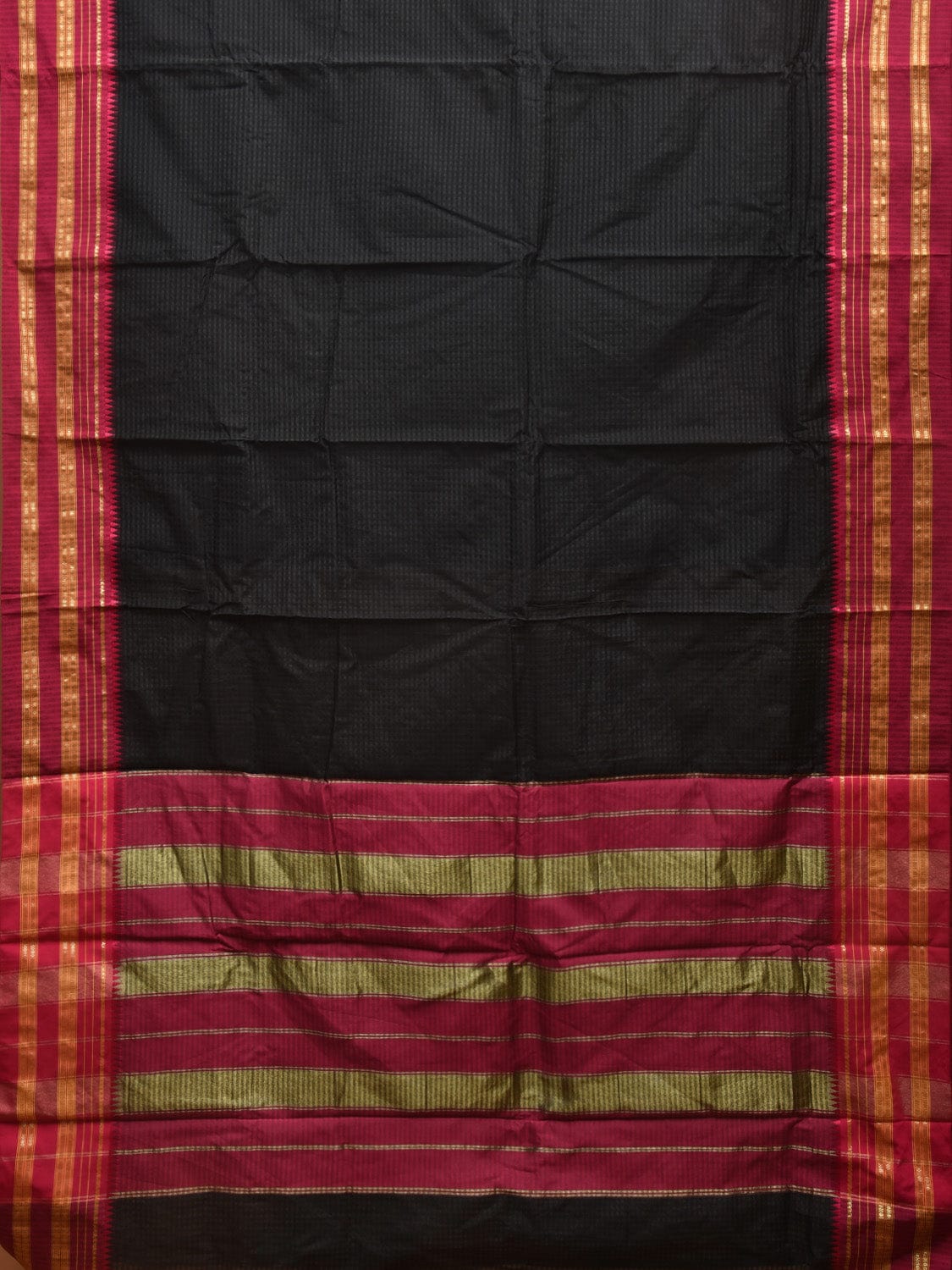 Black and Pink Bamboo Cotton Viscose Silk Saree with Small Checks Design No Blouse bc0380