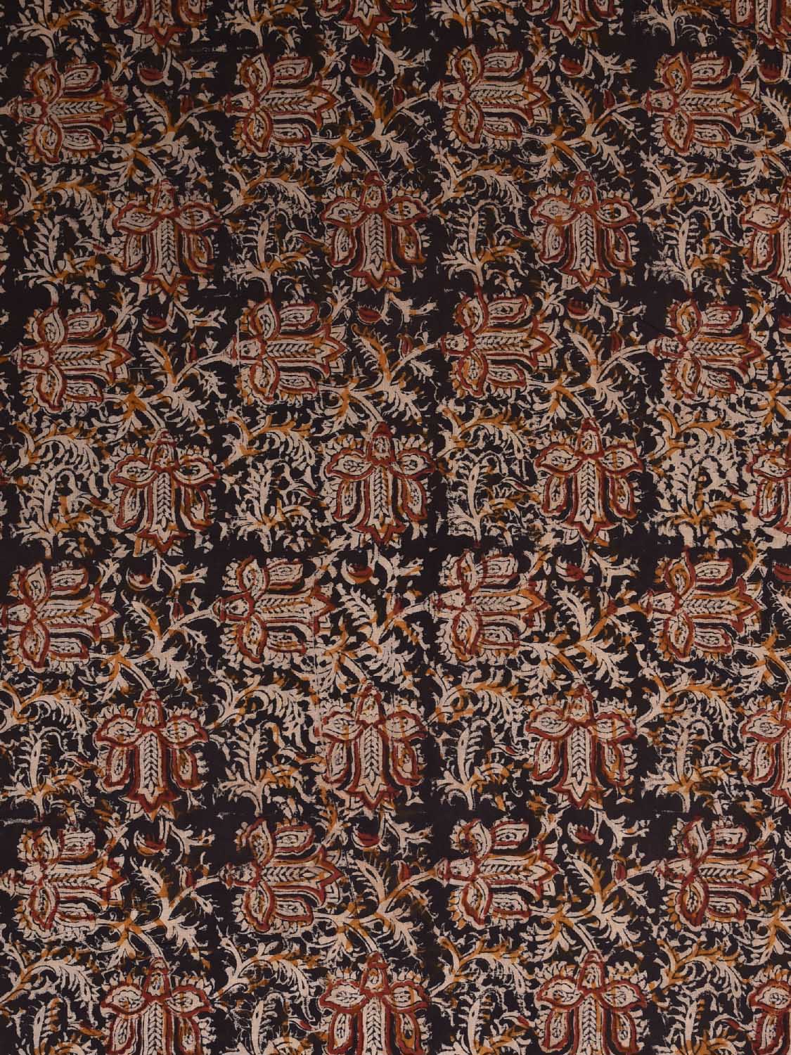 Black and Red Kalamkari Block Print Cotton Blouse with Floral Design Length 1mt Width 44 Inches BL0126