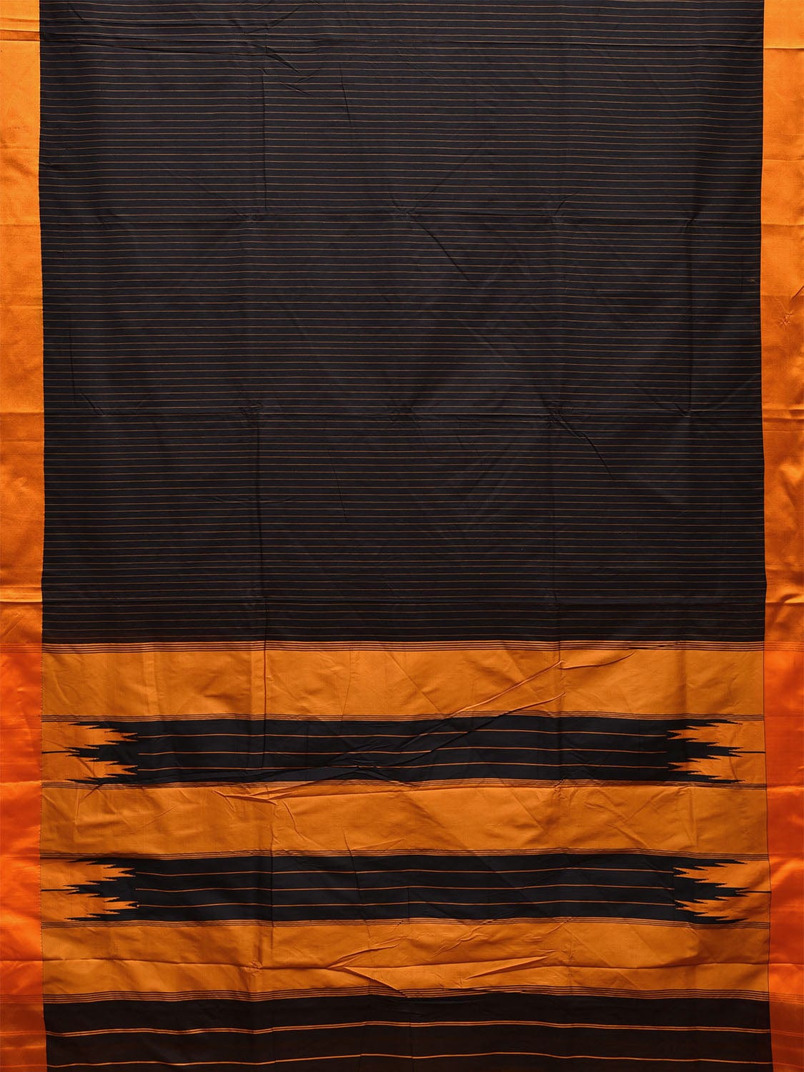 Black and Yellow ilkal Cotton Viscose Saree with Strips Design o0519