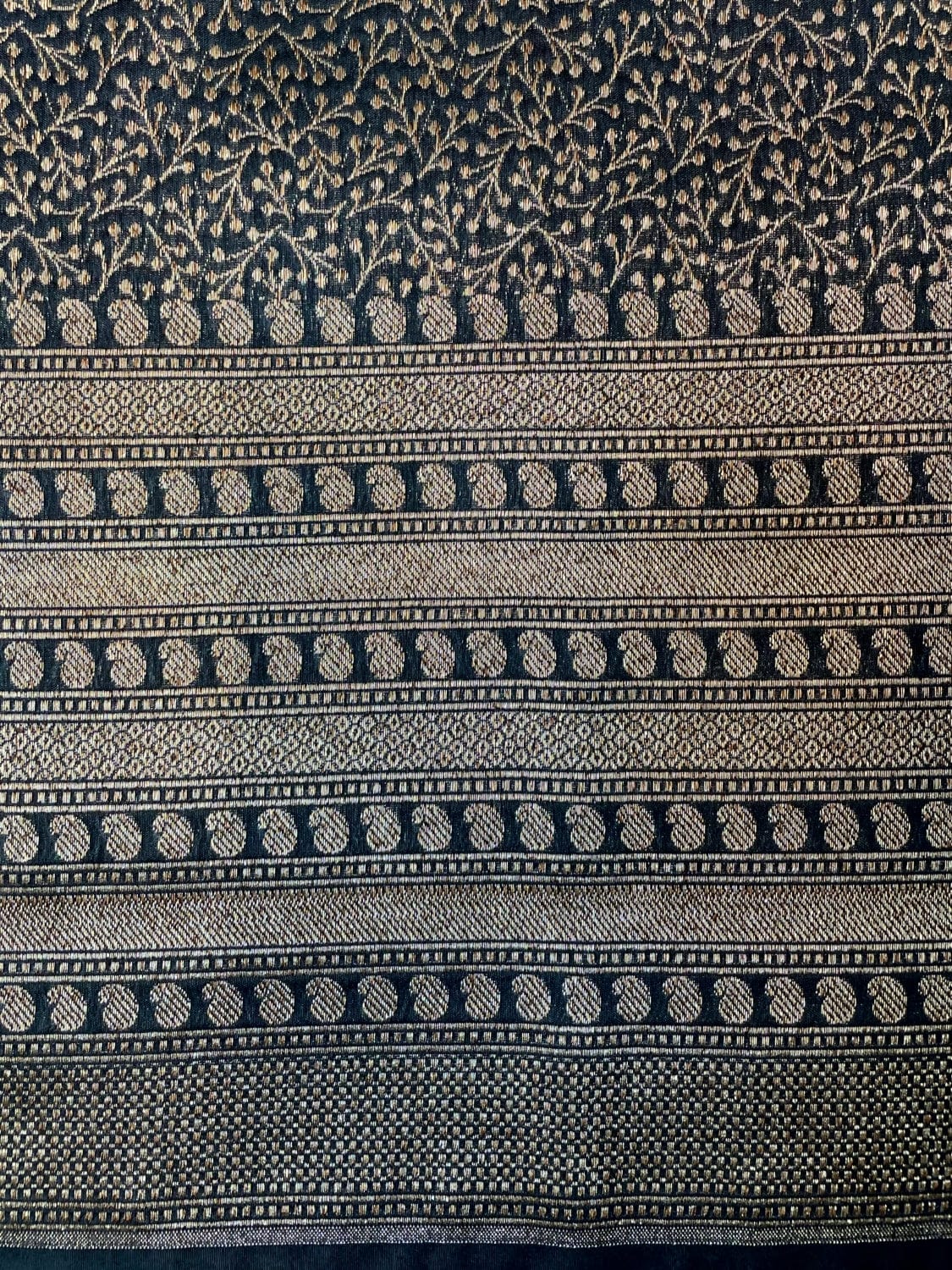 Black Antique Zari Banaras Katan Intricate Allover Brocade Saree with Border and Pallu Design b0321ds