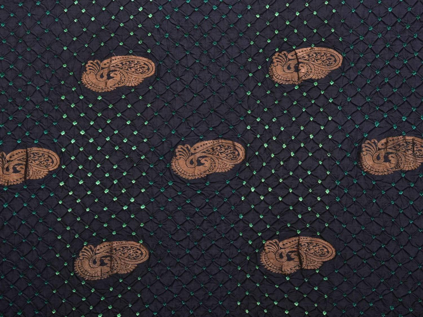 Black Bandhani Kanchipuram Silk Handloom Saree with Body Buta Design bn0226