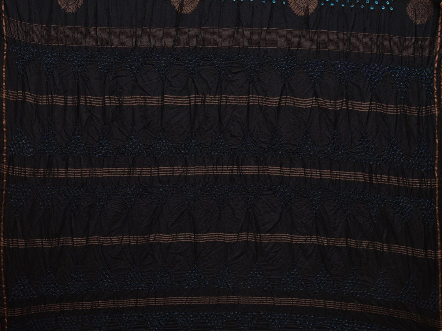 Black Bandhani Kanchipuram Silk Handloom Saree with Body Buta Design bn0332
