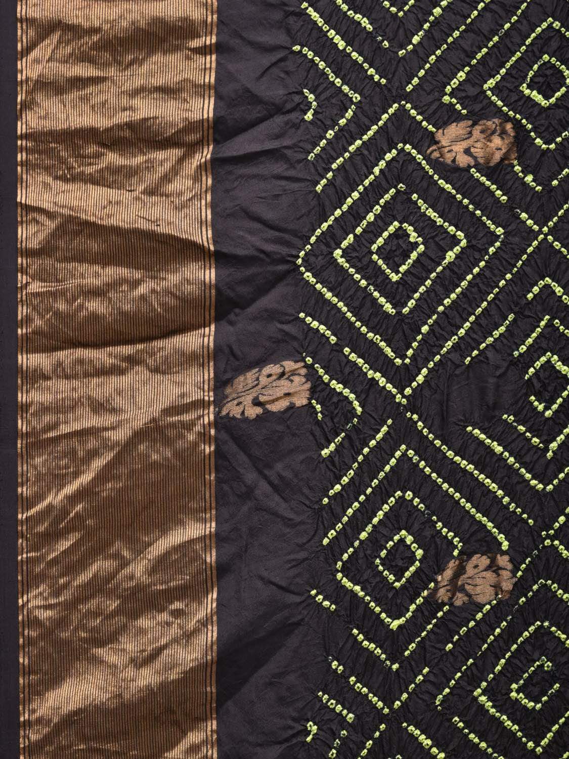 Black Bandhani Uppada Silk Handloom Saree with Nilambari Buta Design bn0178