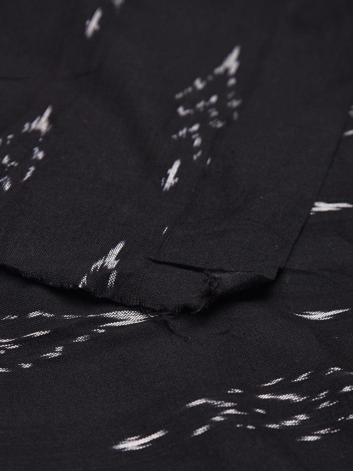 Black Ikat Cotton Handloom 2.5mts Fabric with All Over Buta Design f0263