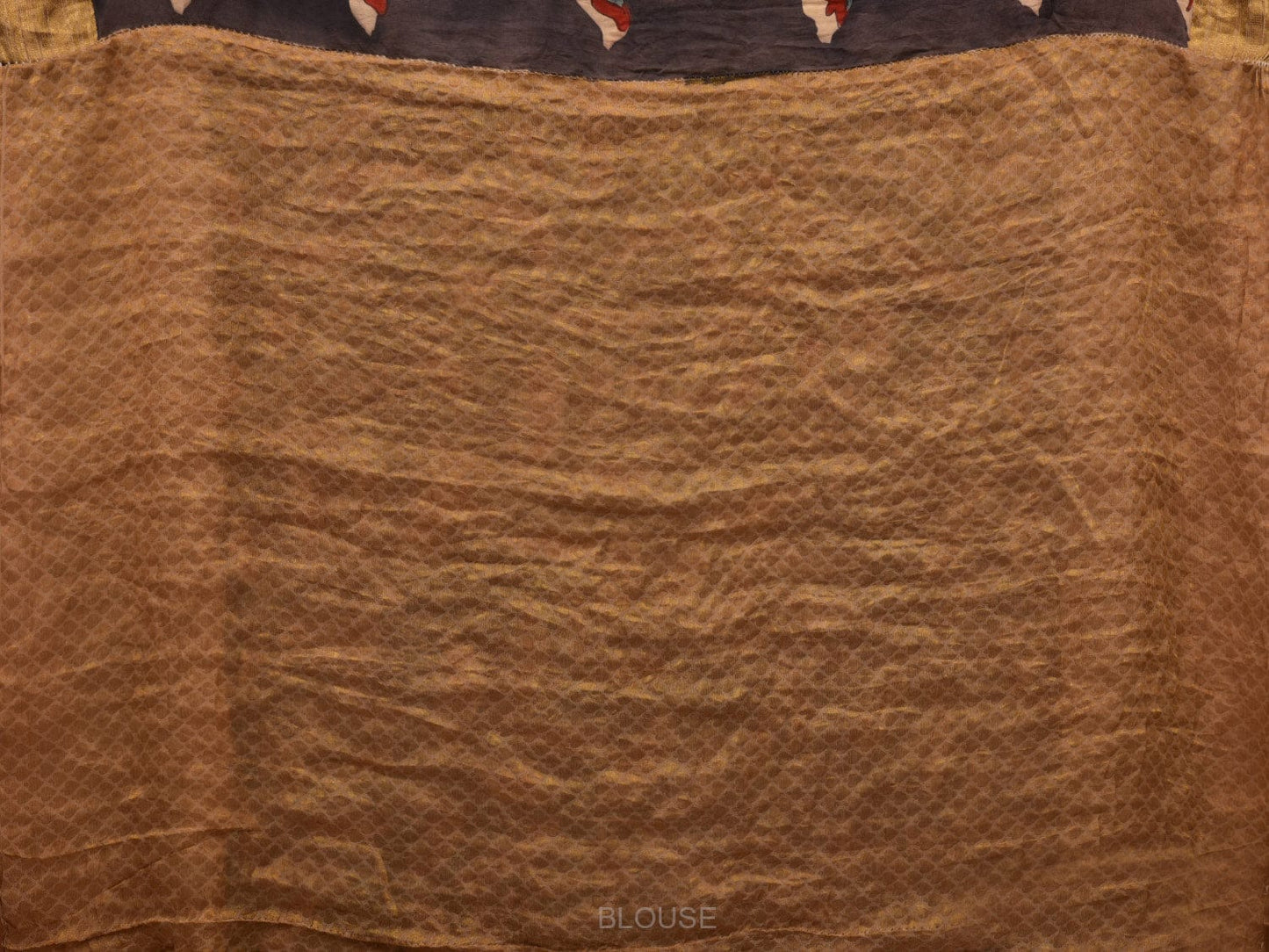 Black Kalamkari Hand Painted Satin Silk Saree with Floral and Embroidary Design KL0676