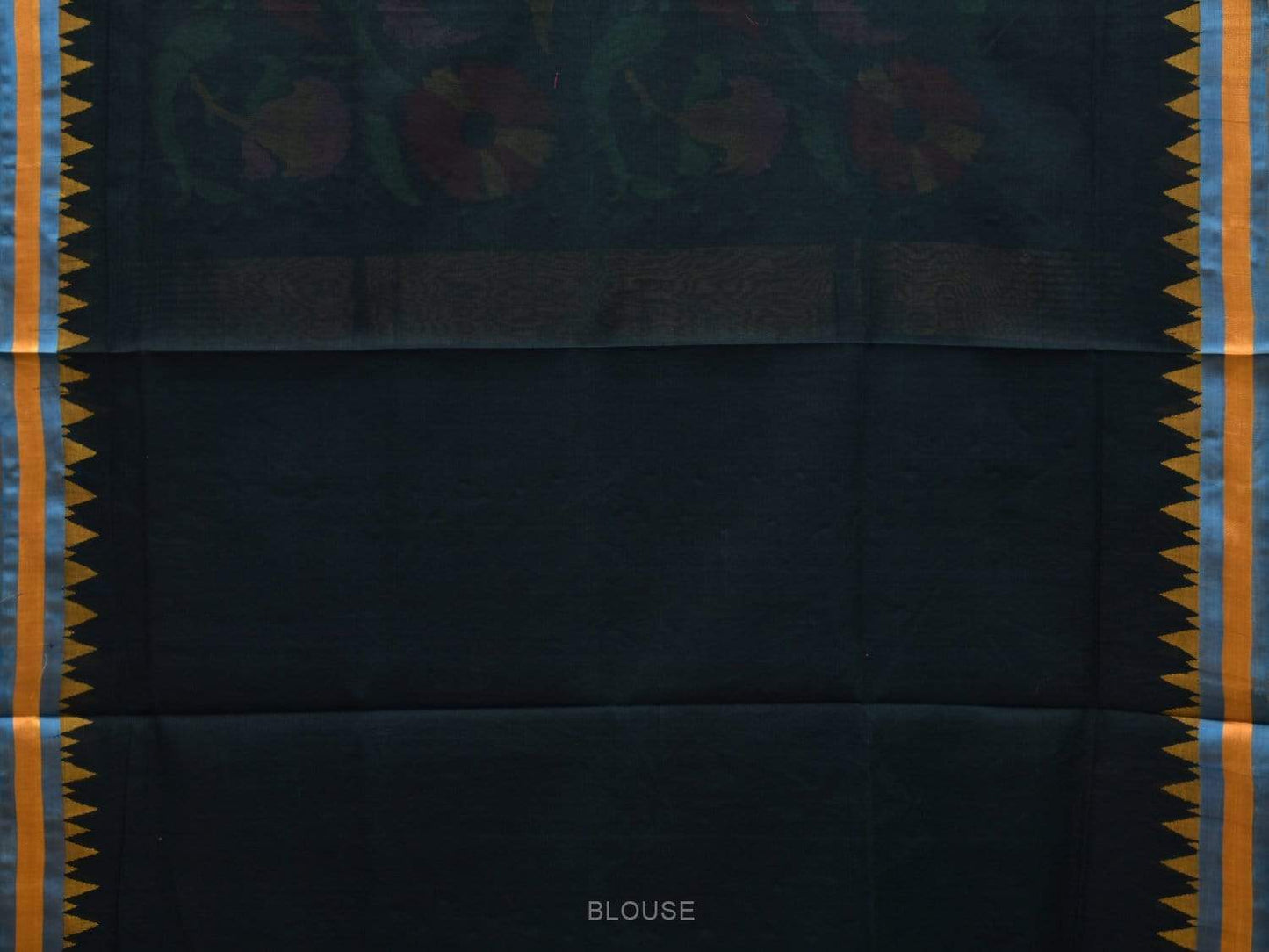 Black Khadi Cotton Handloom Plain Saree with Pallu Design kh0529