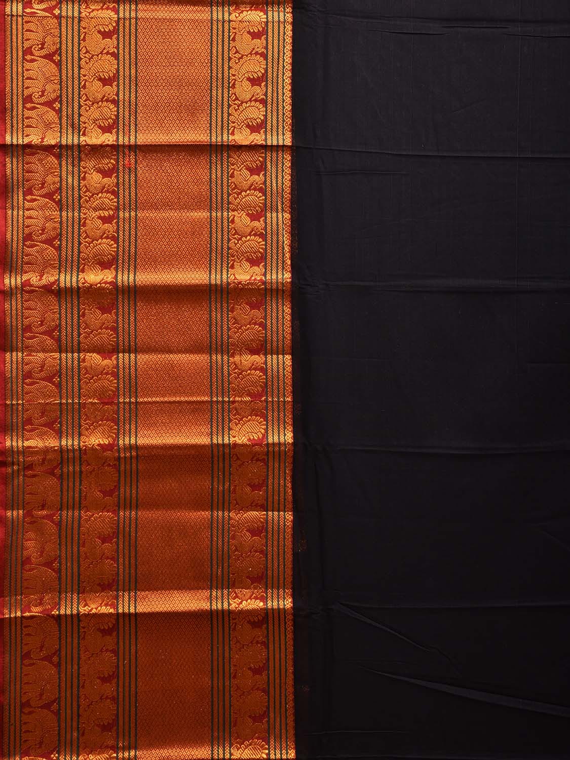 Black Narayanpet Cotton Handloom Plain Saree with Big Border Design No Blouse np1034