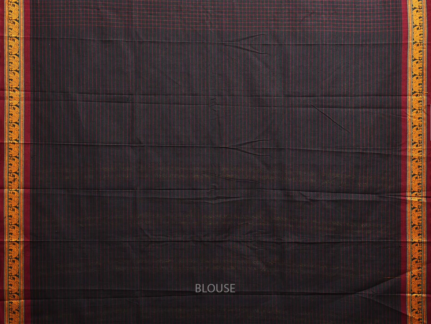 Black Narayanpet Cotton Saree with Checks and Border Design np1075