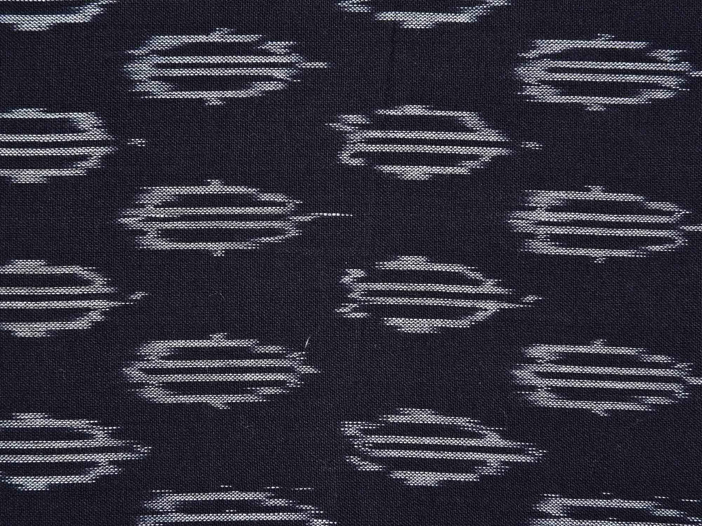 Black Pochampally Ikat Cotton Handloom 2.5mts Fabric With Buta Design F0118