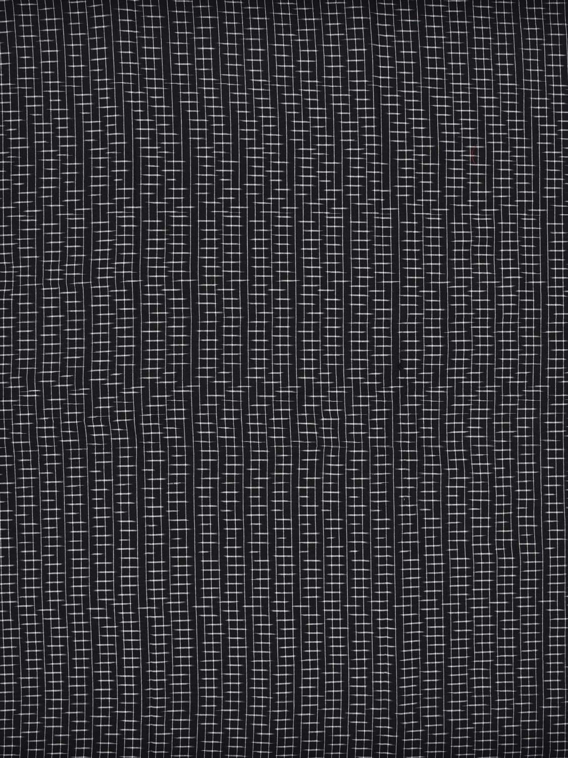 Black Pochampally Ikat Cotton Handloom 2.5mts Fabric with Strips Design f0156