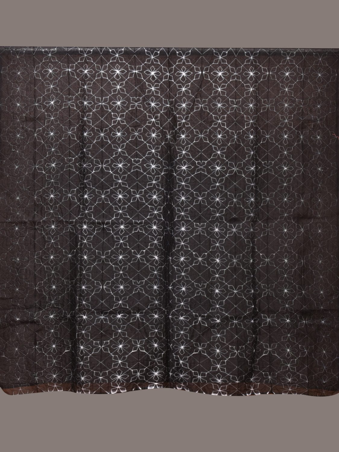 Black Shibori Cotton Handloom Fabric with Geometric Design f0239