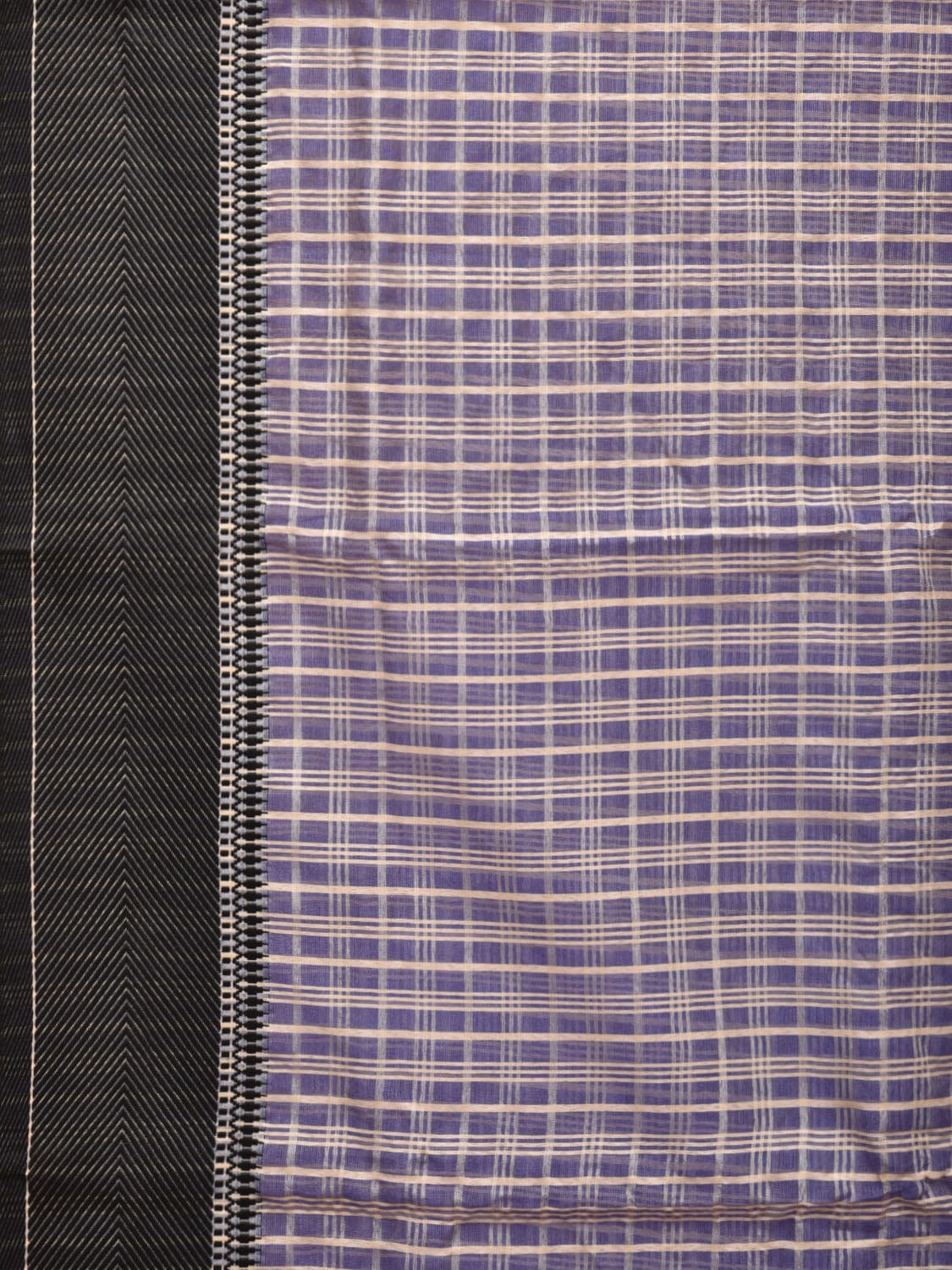 Blue and Black Bamboo Cotton Saree with Checks Design No Blouse bc0242