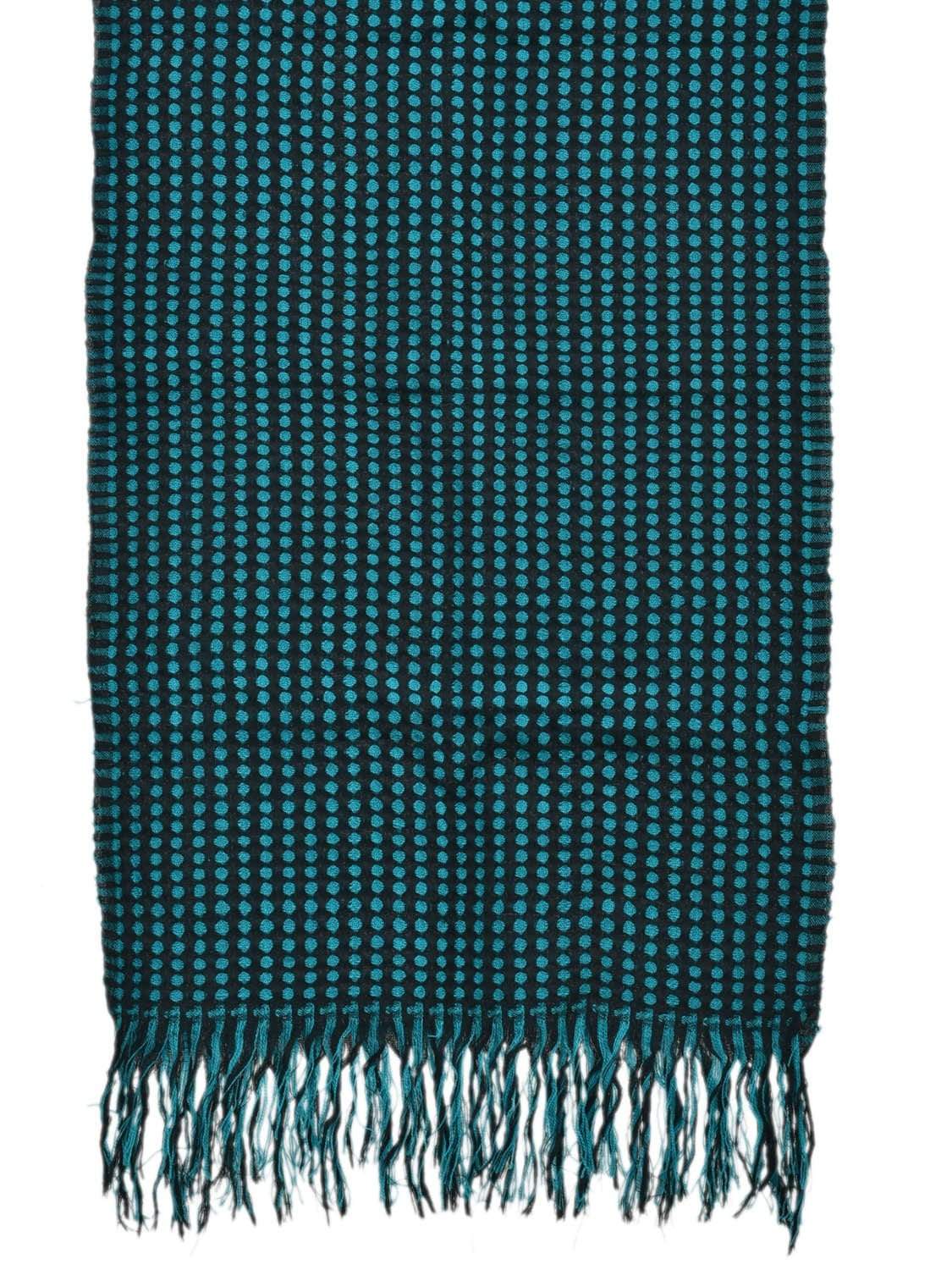 Blue and Black Hand Woven Woolen Shawl Stole with Dots Design ds1861