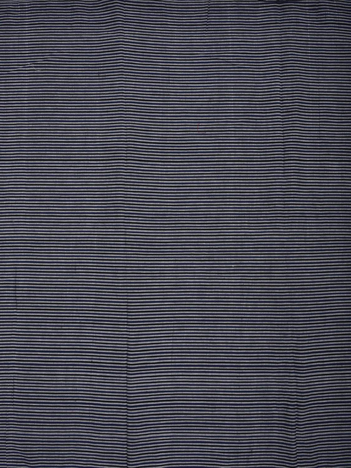 Blue and Black Khadi Cotton Handloom 2.5mts Fabric with Strips Design f0172
