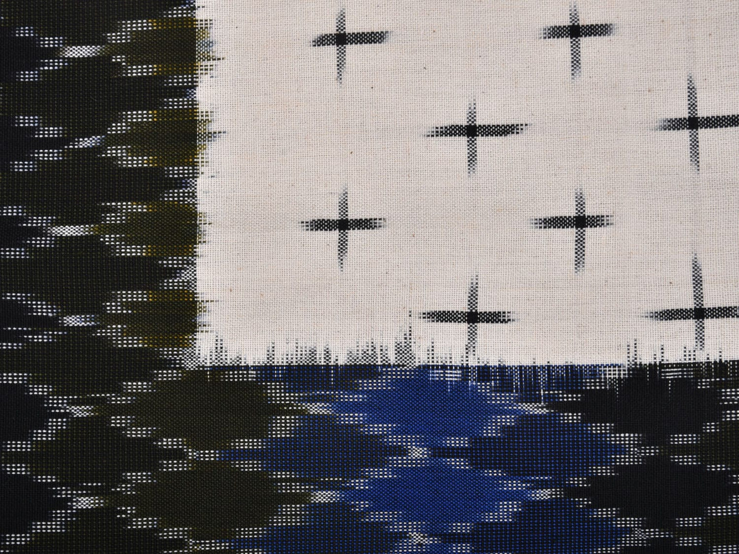 Blue and Black Pochampally Ikat Cotton Handloom Bedsheet with Grill Design 90 x 108 Inches No Pillow Covers bd0064