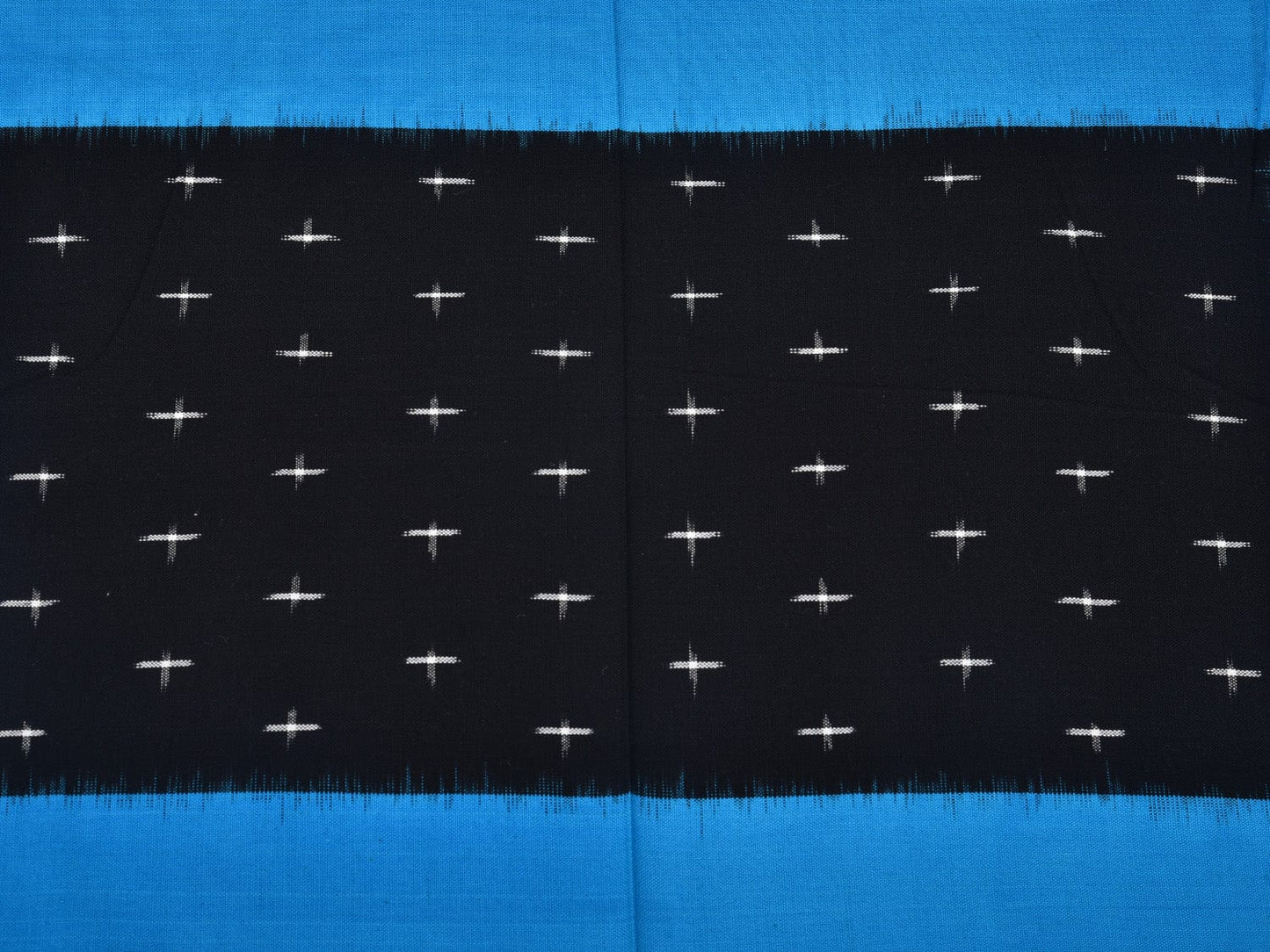 Blue and Black Pochampally Ikat Cotton Handloom Bedsheet with Square Design 90 x 108 Inches No Pillow Covers bd0062