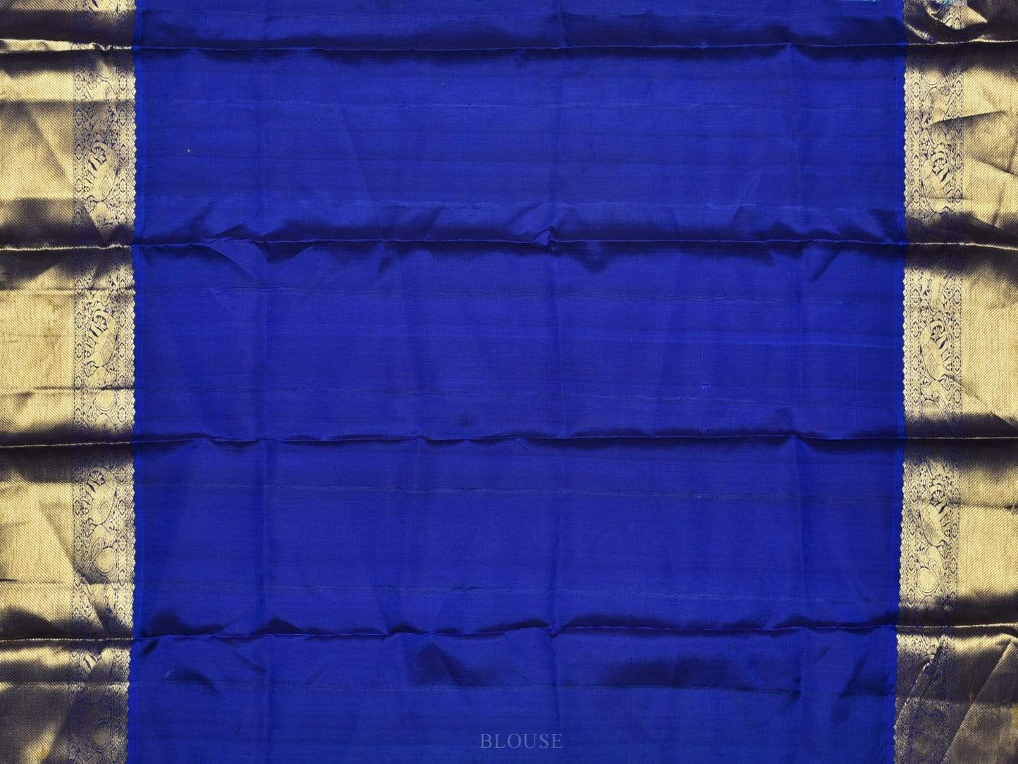 Blue and Cream Kalamkari Hand Painted Kanchipuram Silk Handloom Saree with Floral Design KL0547