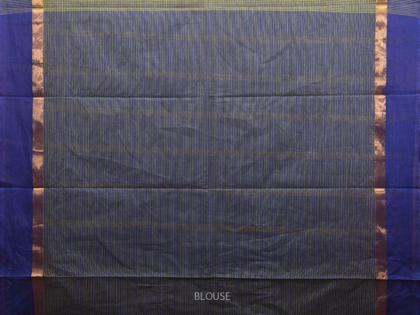 Blue and Green Kanchipuram Cotton Saree with Small Checks Design k0610