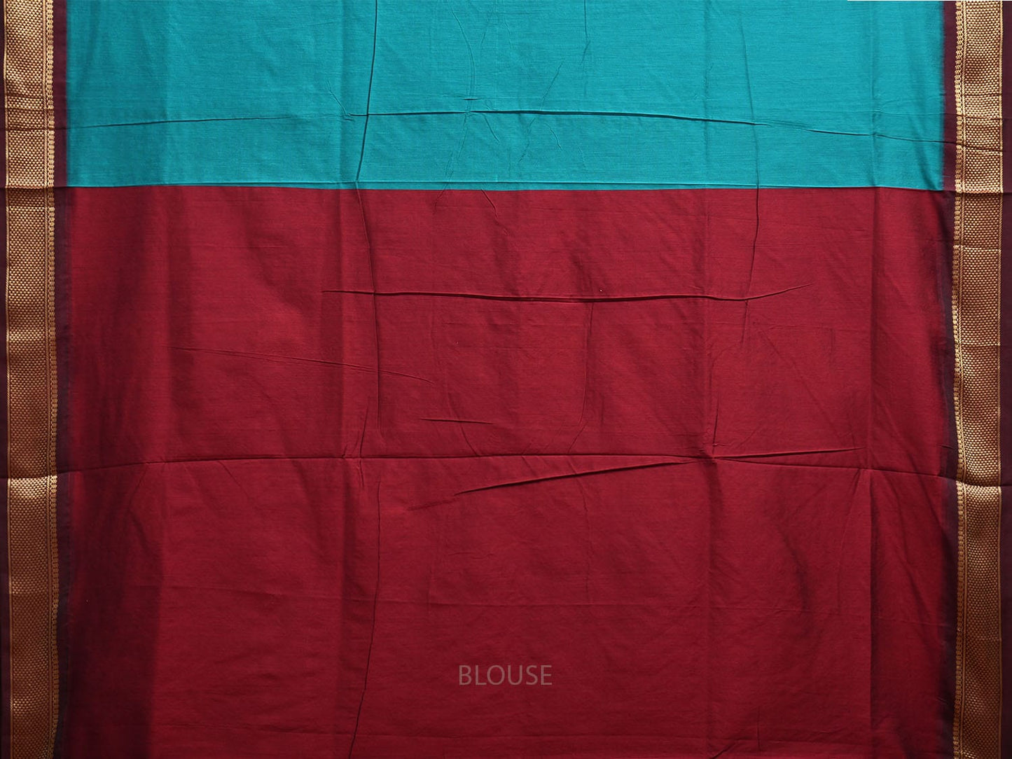 Blue and Maroon Gadwal Cotton Saree with Pallu and Border Design g0443