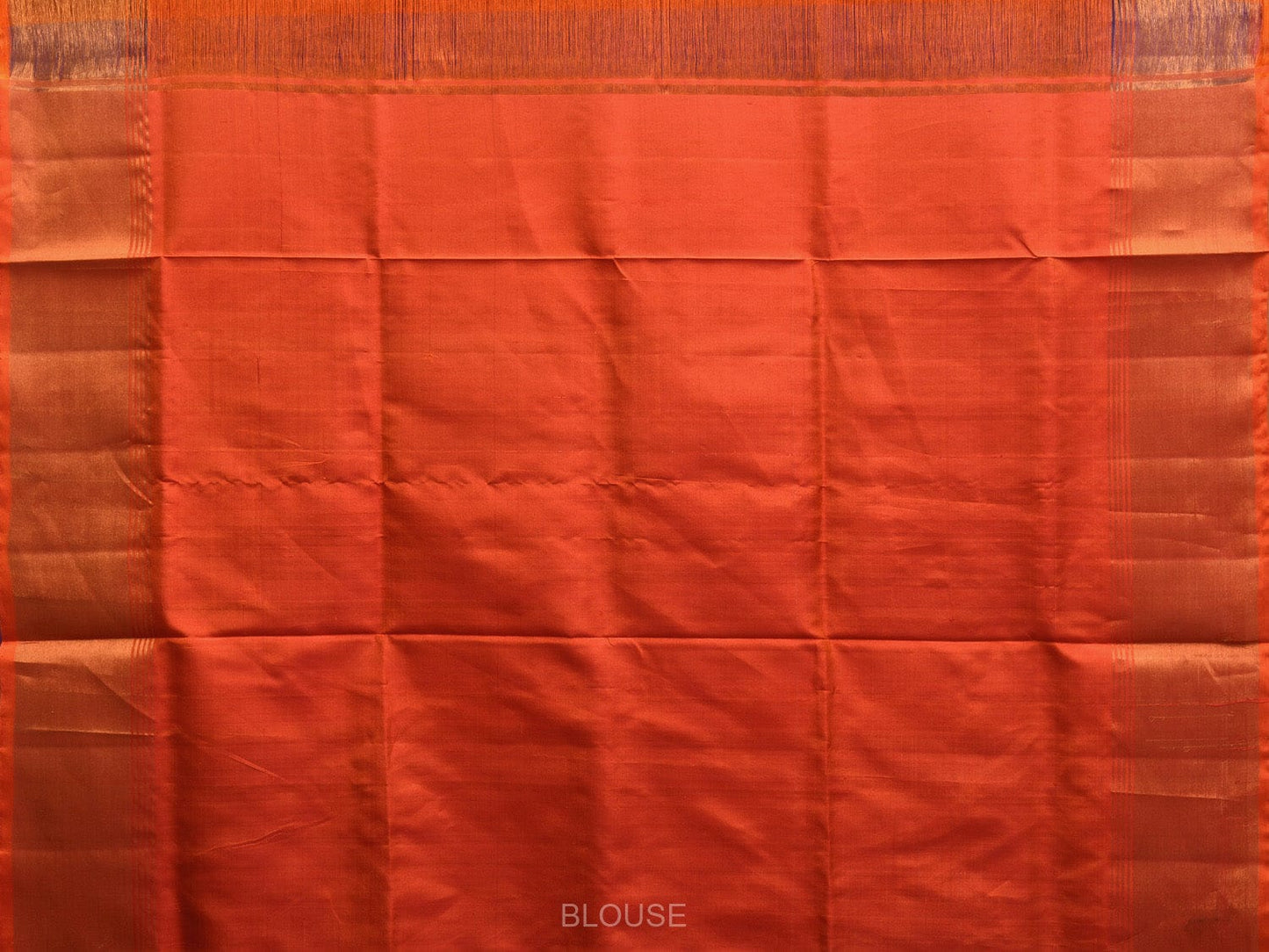 Blue and Orange Uppada Plain Silk Handloom Saree with Contrast Pallu Design u2238