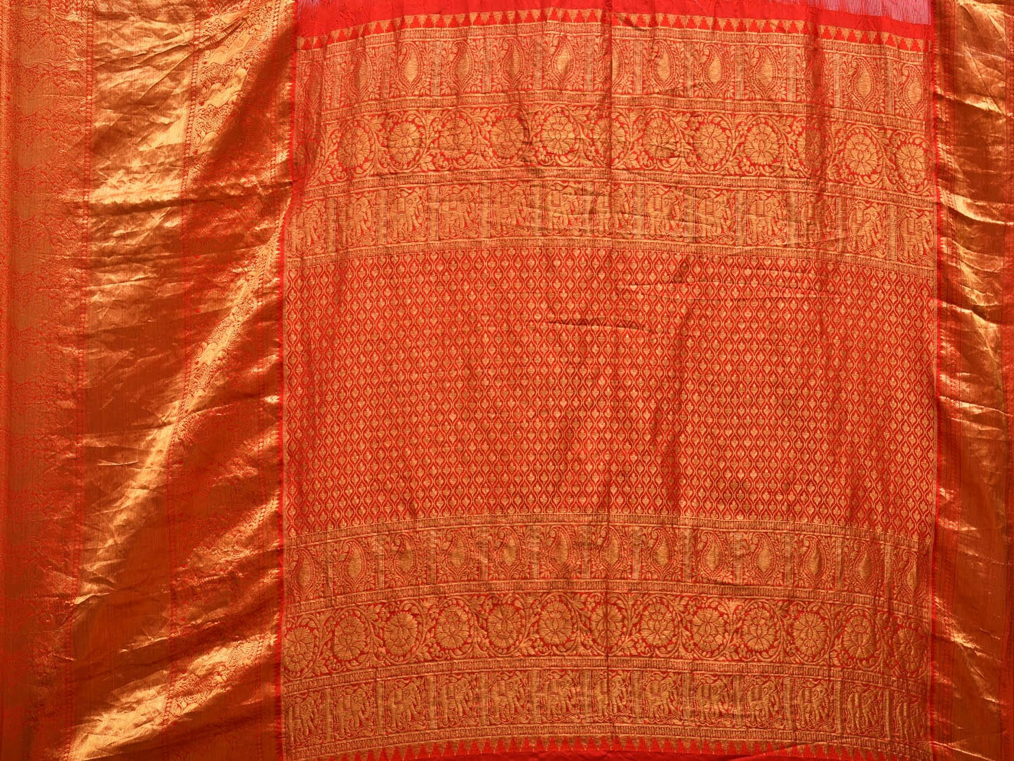 Blue and Red Bandhani Kanchipuram Silk Handloom Saree with Diagonal Design bn0497