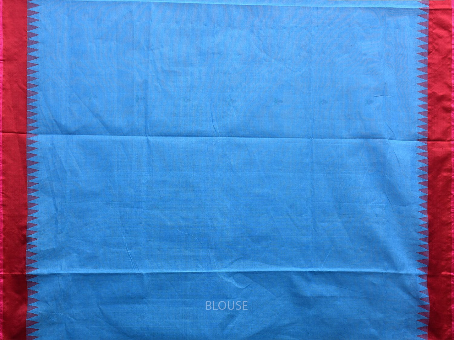 Blue and Red Khadi Cotton Handloom Saree with Jamdani Buta Design kh0690