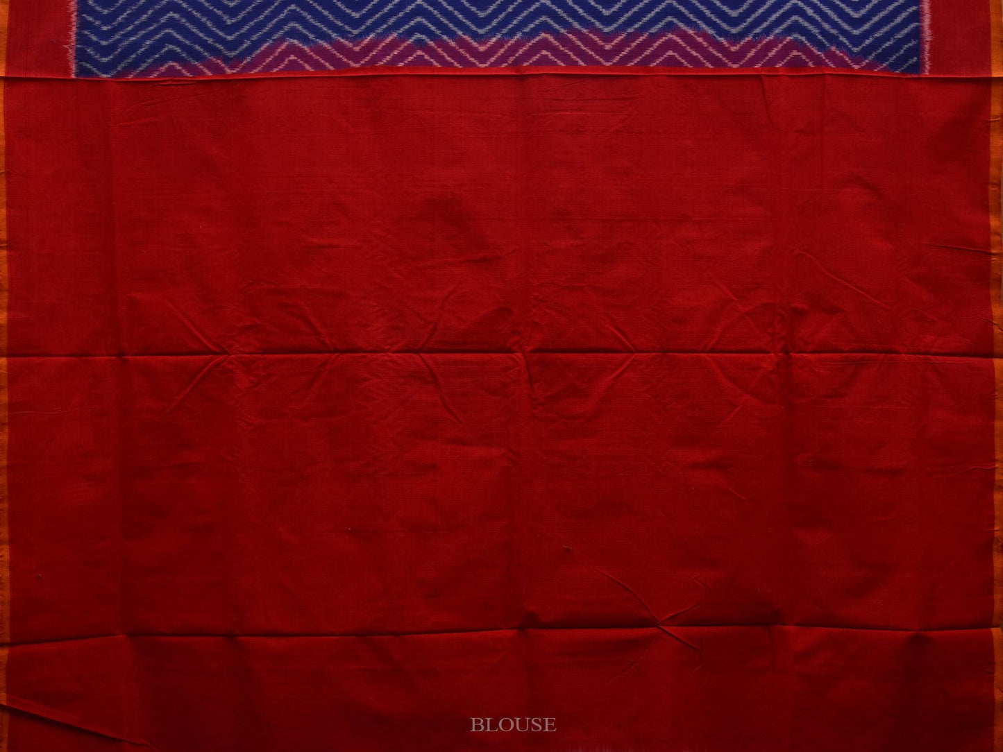 Blue and Red Pochampally Ikat Cotton Handloom Saree with Zig-Zag Design i0658
