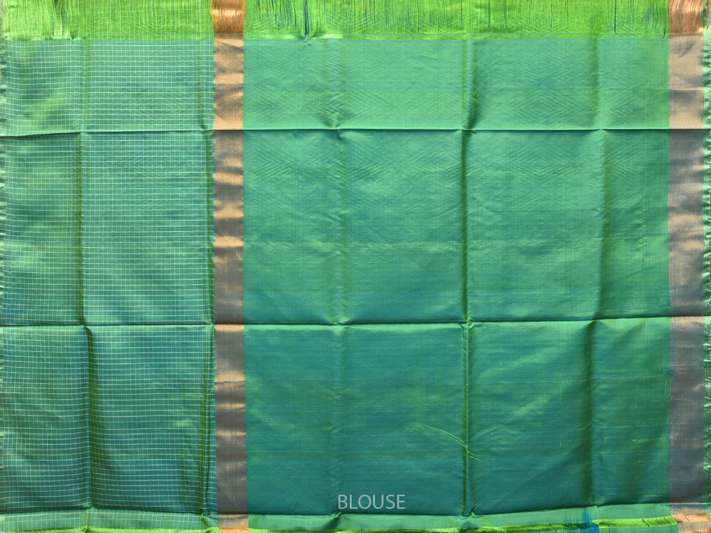 Blue and Sea Green Uppada Silk Handloom Saree with Buta, Border Checks and Pallu Design u2086
