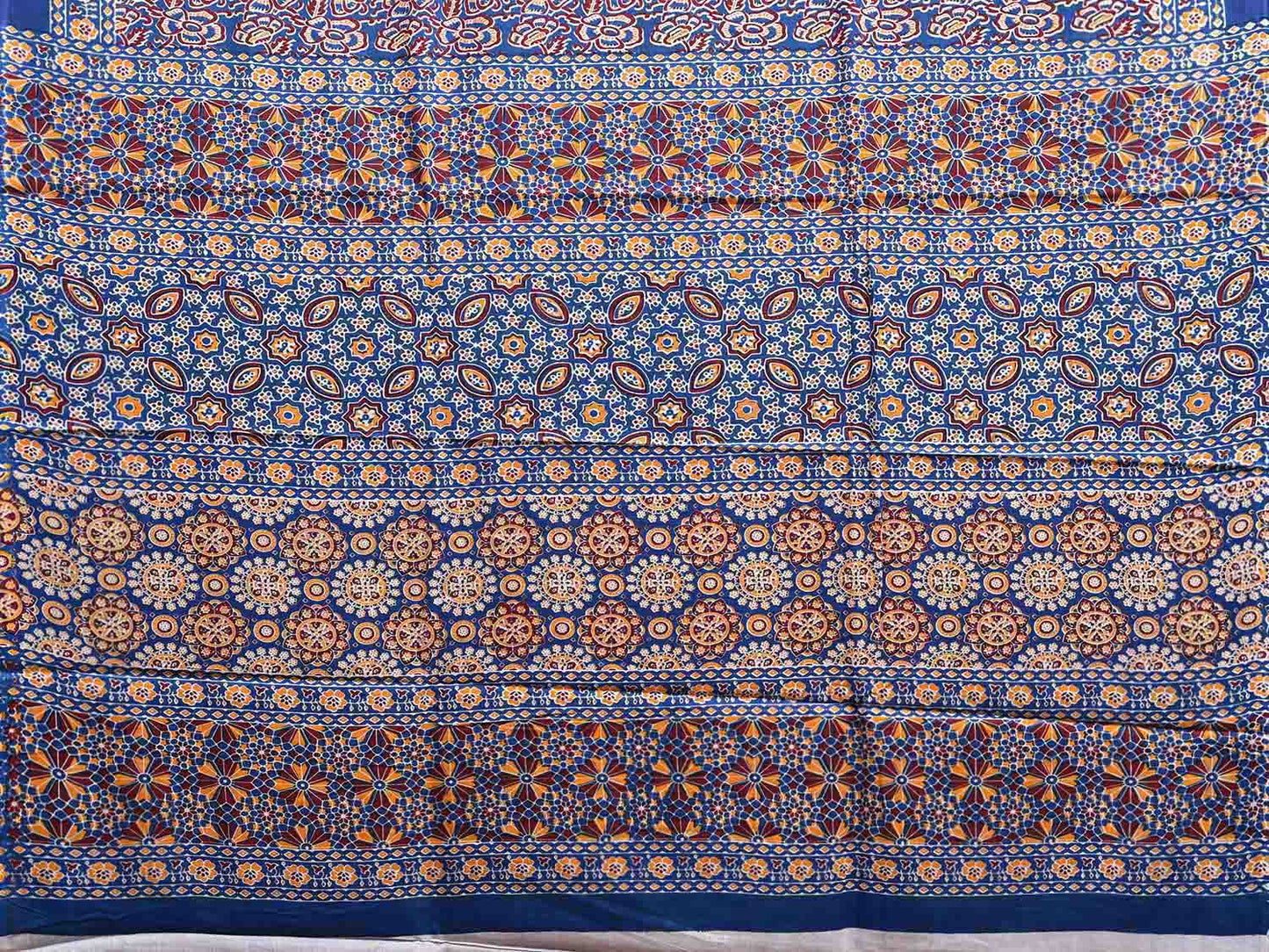 Blue and Yellow Digital Print Cotton Saree with All Over Floral Design o0653