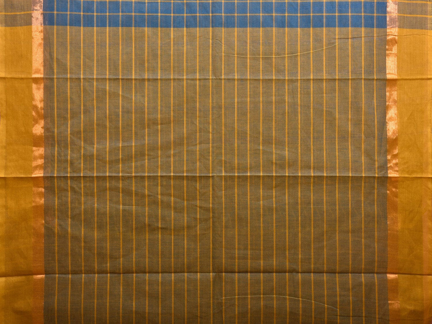 Blue and Yellow Kanchipuram Cotton Saree with Big Checks Design k0616