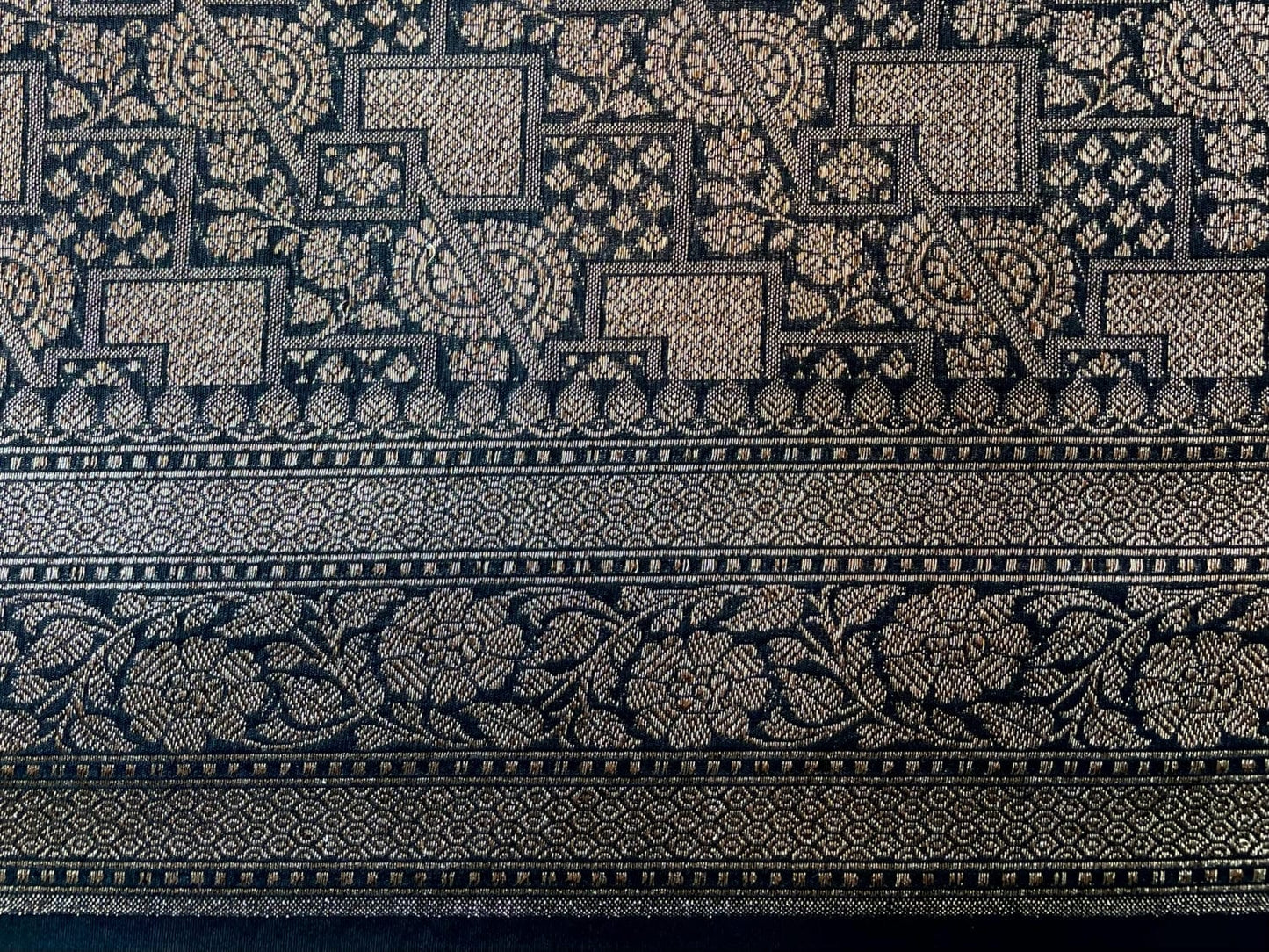 Blue Antique Zari Banaras Katan Intricate Allover Brocade Saree with Border and Pallu Design b0313ds