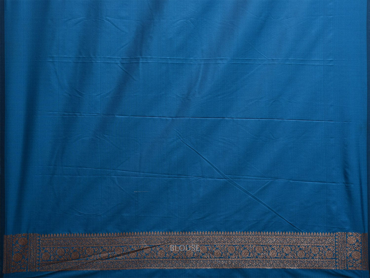 Blue Banaras Katan Saree with All Over and Floral Border Design o0655