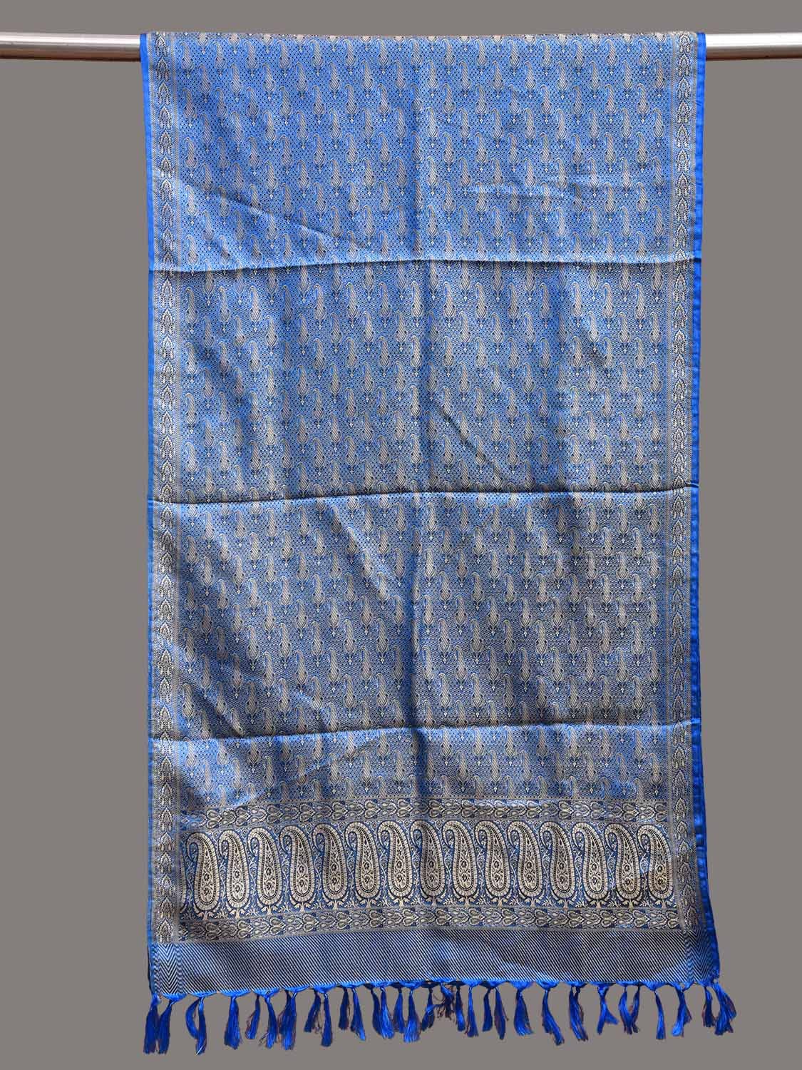 Blue Banaras Viscose Silk Stole with Mango Design ds3744