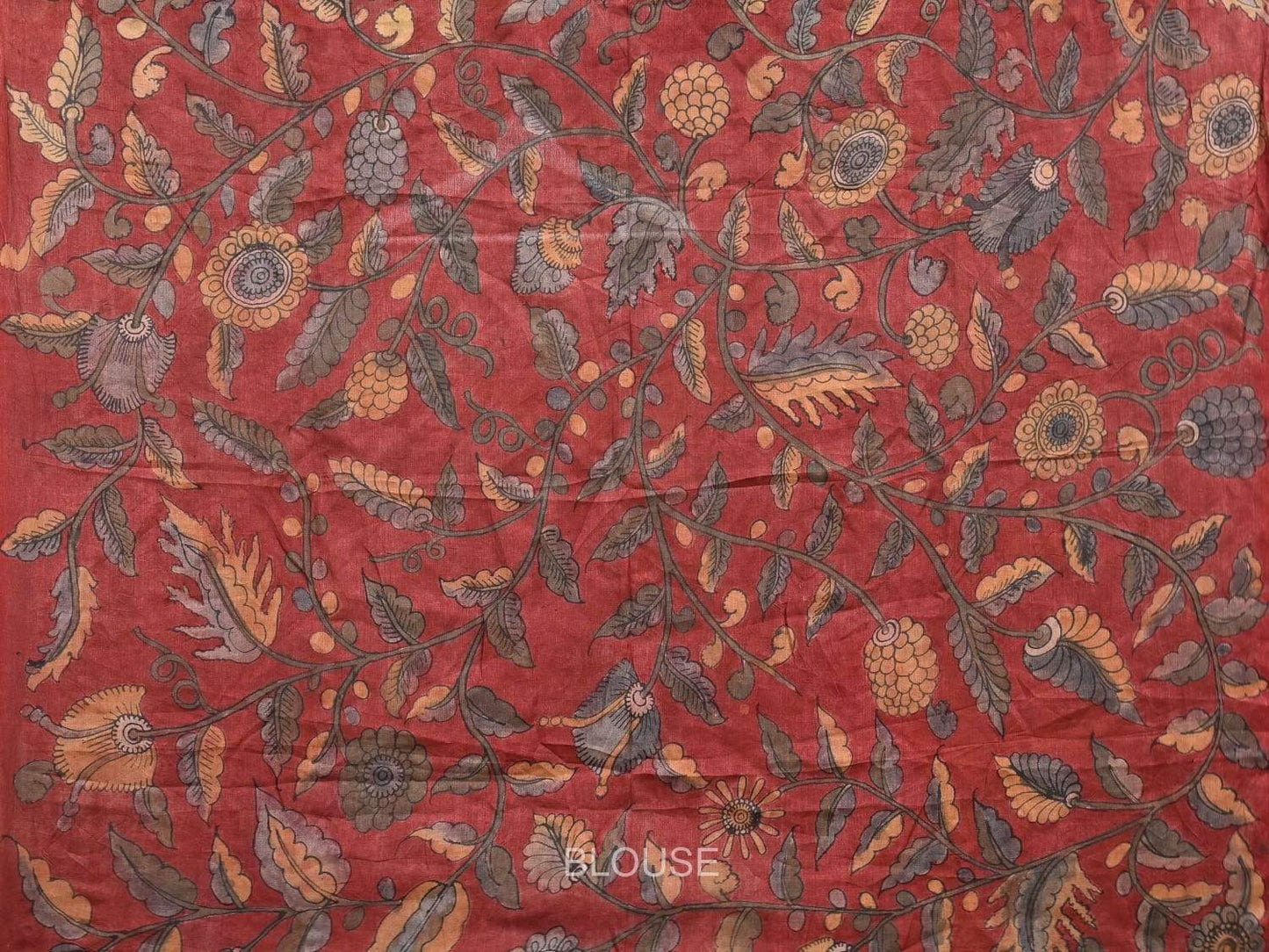 Blue Bandhani Kalamkari Tussar Handloom Saree with Pallu and Border Design bn0243