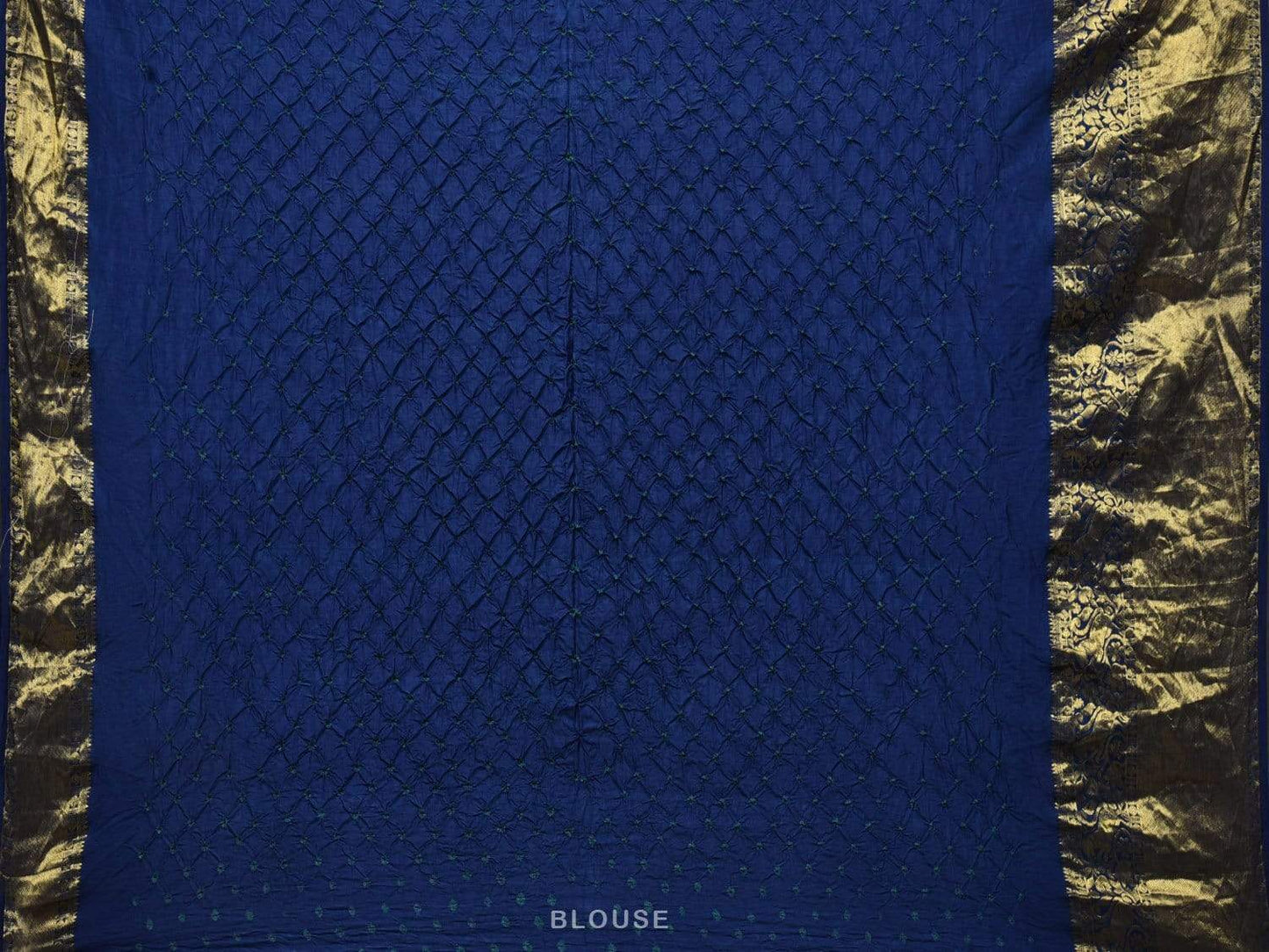Blue Bandhani Kanchipuram Silk Handloom Saree with Mango Buta Design bn0236